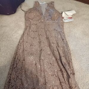 Night Way Collections Sparkling Brown Maxi Dress